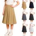 thumbnail image 1 of Sevevn Girls Pleated School Skirt Knee Length A Line High Waist Uniform Skirt Classic Midi Skater Skirt for Students Back to School Outfit Comfortable Soft Fabric Casual Daily Wear, 1 of 9