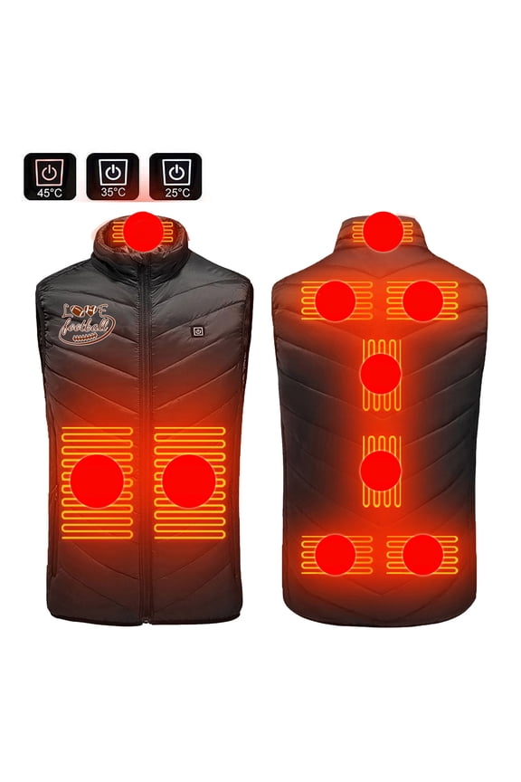 Heated Jacket Vest 9 Zones Electric USB Winter Thermal Gilet with 3 Adjustable Temperature for Riding Hiking