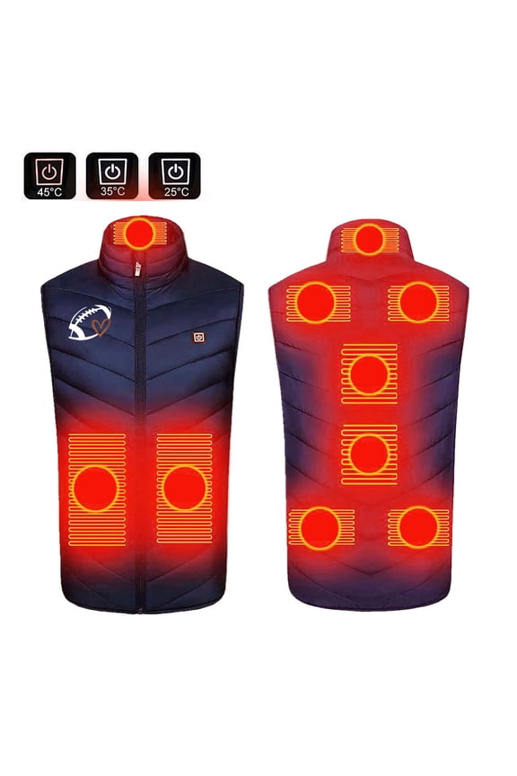 Heated Jacket Vest 9 Zones Electric USB Winter Thermal Gilet with 3 Adjustable Temperature for Riding Hiking