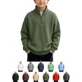 thumbnail image 1 of Sevevn Kids Boys Quarter Zip Waffle Knit Sweatshirt Stand Collar Long Sleeve Casual Pullover, 1 of 9