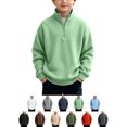 thumbnail image 1 of Sevevn Kids Boys Quarter Zip Waffle Knit Sweatshirt Stand Collar Long Sleeve Casual Pullover, 1 of 9