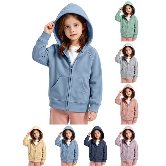 Sevevn Kids Girls Zip Up Hoodie Jacket Long Sleeve Raglan Sleeve Loose Fit Hooded Sweatshirt with Pocket Casual Outerwear