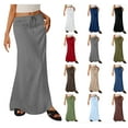 thumbnail image 1 of Sevevn Ladies Fashion Women Solid Color Elastic Waist Drawstring Long Skirt Gray XL Holiday Gift Finder, 1 of 8