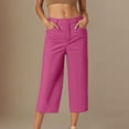 thumbnail image 1 of Sevevn Ladies' Solid Color Casual Suit Loose Cropped Pants Gift for Adults Hot Pink XXL, 1 of 5