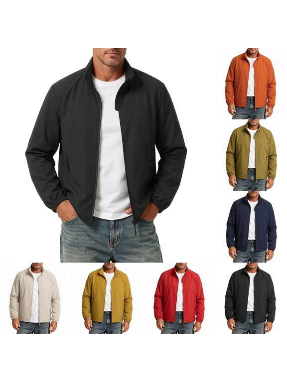 Lightweight Jackets for Men Casual Windbreaker Stylish Light Fall Spring Golf Work Dress Business Coat Black XL
