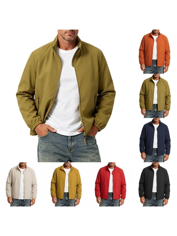 Lightweight Jackets for Men Casual Windbreaker Stylish Light Fall Spring Golf Work Dress Business Coat Green 2XL