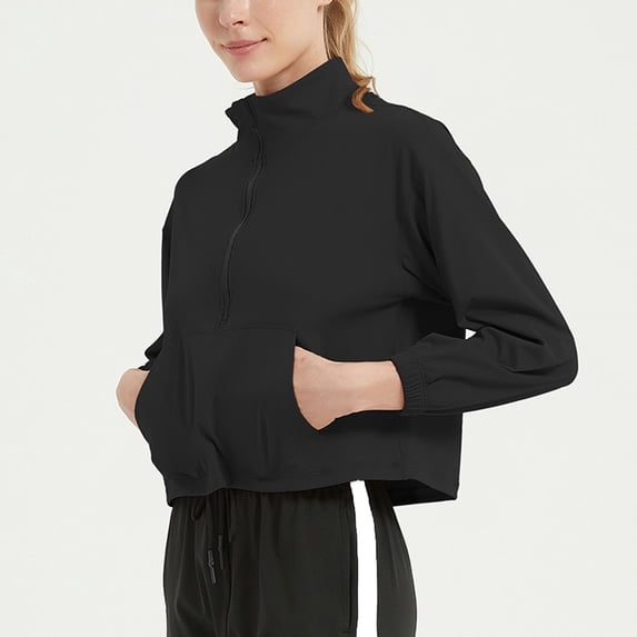 Sevevn Long Sleeve Tops for Women Women's New Fashion Casual Half Cardigan Stand Collar Long Sleeve Yoga Clothes Quick Dry Clothes Training Running Sports Tops Gift for Adults