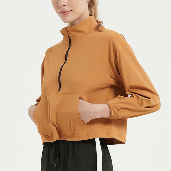 Sevevn Long Sleeve Tops for Women Women's New Fashion Casual Half Cardigan Stand Collar Long Sleeve Yoga Clothes Quick Dry Clothes Training Running Sports Tops Gift for Adults