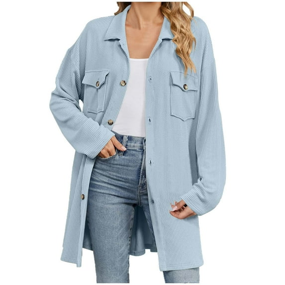 Sevevn Long Sleeve Tops for Women Ladies' Solid Color Pocket Lapel Hooded Casual Loose Long Sleeved Cardigan Tops Gift for Girls