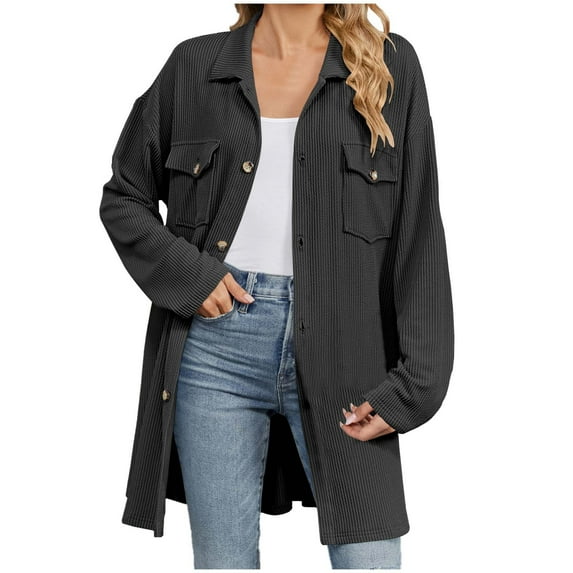 Sevevn Long Sleeve Tops for Women Ladies' Solid Color Pocket Lapel Hooded Casual Loose Long Sleeved Cardigan Tops Gift for Girls