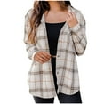thumbnail image 1 of Sevevn Long Sleeve Tops for Women Women Button Plaid Spring And Fall Fashion Loose Cardigan Blouse Top Family Gifts, 1 of 6