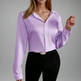 thumbnail image 1 of Sevevn Long Sleeve Tops for Women Women's Solid Color Flip Collar Fall And Winter Long Sleeve Loose Blouse Tops Rollbacks, 1 of 8