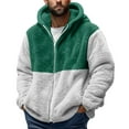 thumbnail image 1 of Sevevn Men Fuzzy Sherpa Zip Up Hoodie Jacket Warm Color Block Plush Fleece Sweatshirt with Pockets Winter Casual Outerwear Coat Green XL, 1 of 7