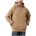 thumbnail image 1 of Sevevn Men Hoodie Pullover Half Zip Warm Hooded Sweatshirt with Pocket Thick Casual Winter Outerwear for Work Outdoor Wear Khaki S, 1 of 8