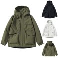 thumbnail image 1 of Sevevn Men Rain Jacket Attached Hood Regular Fit Waterproof Shell Fabric Zip And Snap Placket Chest Zip Pocket Dual Lower Flap Pockets For Hiking Camping Outdoor Wear, 1 of 6