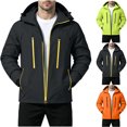 thumbnail image 1 of Sevevn Men Rain Jacket Hooded Regular Fit Waterproof Mesh Lined Fabric Dual Chest Zip Pockets Side Zip Pockets Neon Zipper Trim Cuffs For Hiking Wear, 1 of 7