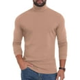 thumbnail image 1 of Sevevn Men Turtleneck Long Sleeve Slim Fit Pullover Classic Lightweight Knit Mock Neck Shirt Casual Fall Winter Base Layer Top Beige M, 1 of 9