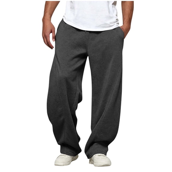 Sevevn Men's Baggy Sweatpants Solid Color Wide Leg Relaxed Straight Fit With Pockets Weekend Leisure Outfits