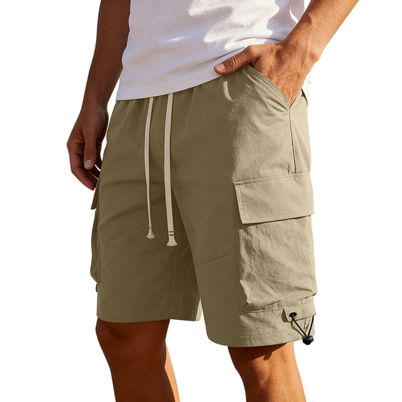 Sevevn Men's Cargo Shorts Elastic Waist Drawstring Casual Shorts with Multi-Pockets