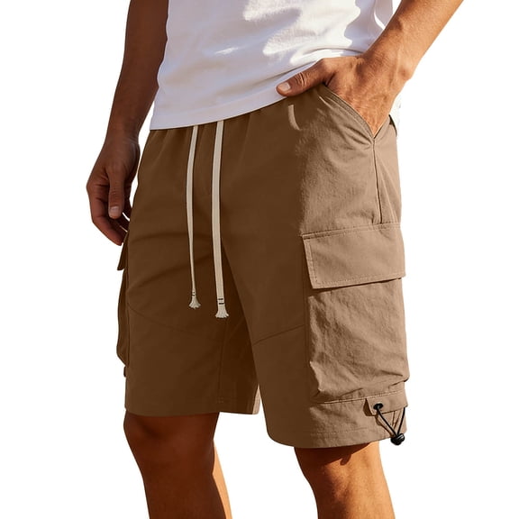 Sevevn Men's Cargo Shorts Elastic Waist Drawstring Casual Shorts with Multi-Pockets