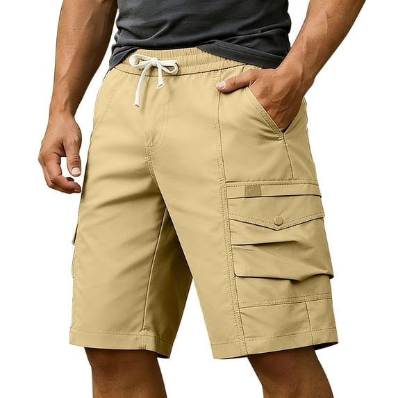 Sevevn Men's Cargo Shorts Elastic Waist Drawstring Multi-Pocket Quick Dry Casual Utility Shorts