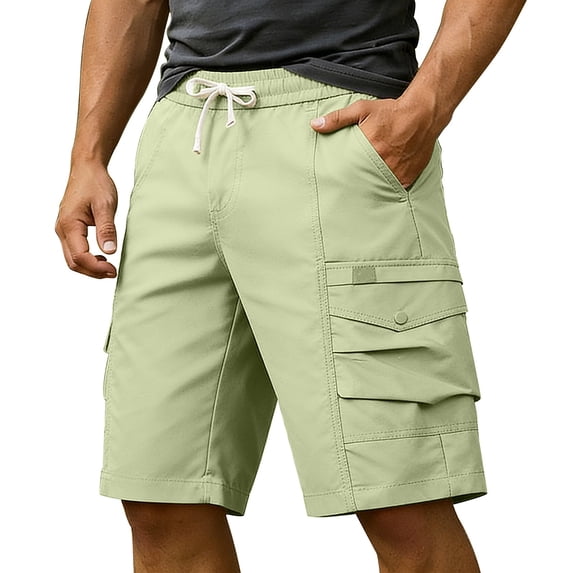 Sevevn Men's Cargo Shorts Elastic Waist Drawstring Multi-Pocket Quick Dry Casual Utility Shorts