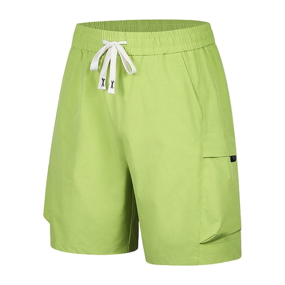 Sevevn Men's Casual Quick Dry Shorts Elastic Waist Drawstring Utility Shorts with Side Cargo Pockets