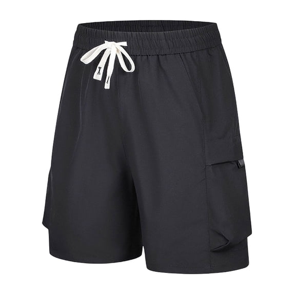 Sevevn Men's Casual Quick Dry Shorts Elastic Waist Drawstring Utility Shorts with Side Cargo Pockets
