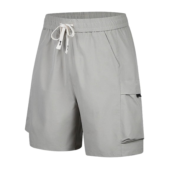 Sevevn Men's Casual Quick Dry Shorts Elastic Waist Drawstring Utility Shorts with Side Cargo Pockets