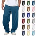 thumbnail image 1 of Sevevn Men's Casual Wide Leg Sweatpants Loose Fit Drawstring Elastic Waist Lounge Pants with Pockets Soft Athletic Jogger Pants for Workout Travel Daily Wear Sky Blue S, 1 of 7