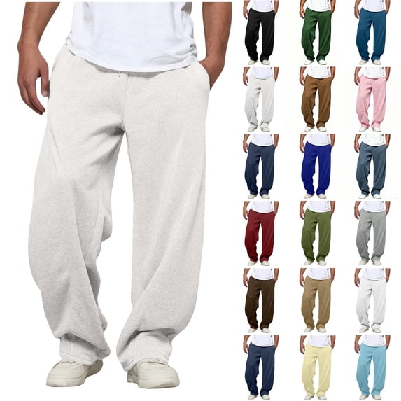 Sevevn Men's Casual Wide Leg Sweatpants Loose Fit Drawstring Elastic Waist Lounge Pants with Pockets Soft Athletic Jogger Pants for Workout Travel Daily Wear Gray XXL