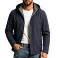 thumbnail image 1 of Sevevn Men's Detachable Hood Windproof Jacket Full Zip Lightweight Water Resistant Casual Outerwear Coat with Pockets Dark Blue 2XL, 1 of 6