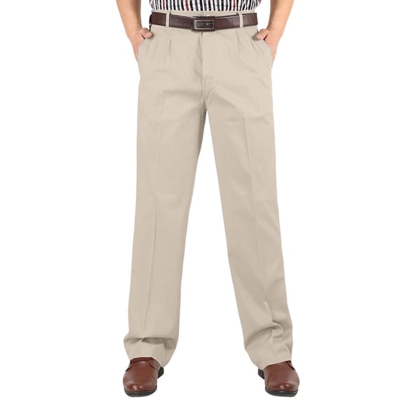 Sevevn Men's Dress Pants Solid Pleated Straight Leg Cotton With Slant Pockets Multi Scene Business Casual Bottoms
