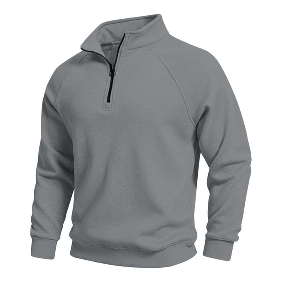 Sevevn Men's Raglan Quarter Zip Sweatshirt Stand Collar Half Zip Long Sleeve Loose Soft Pullover Casual Daily Top Gray 3XL