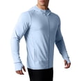 thumbnail image 1 of Sevevn Men's Sun Protection Hoodie Full Zip Long Sleeve Rash Guard Lightweight Quick Dry Workout Shirt Light Blue 3XL, 1 of 7