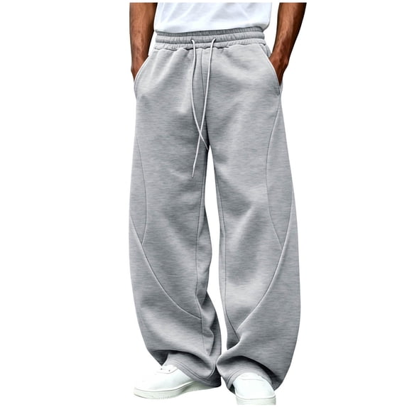 Sevevn Men's Y2K Barrel Wide Leg Sweatpants Elastic Drawstring Waist Side Strip Multi‑Occasion Daily Commute Wear