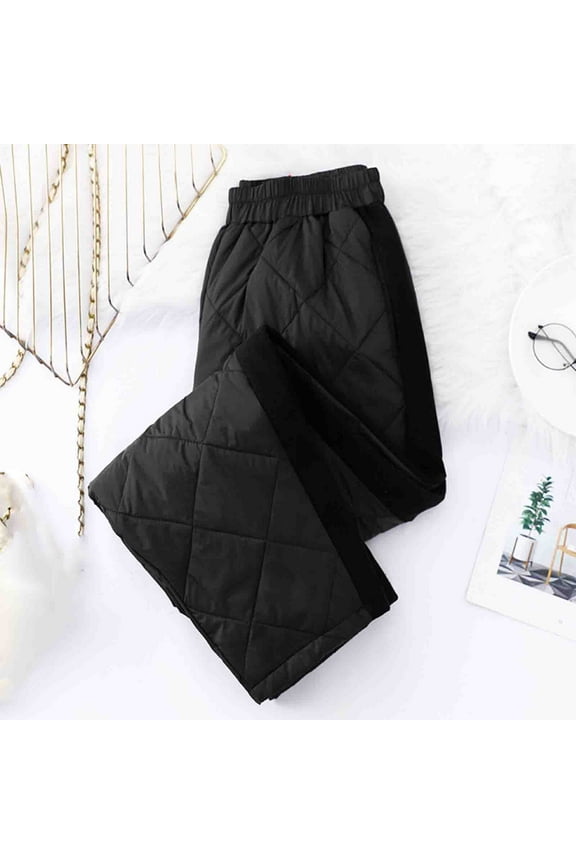 Pants for Women Women's Winter Lingge High Waisted Insulation Thickened Cotton Pants Family Gifts