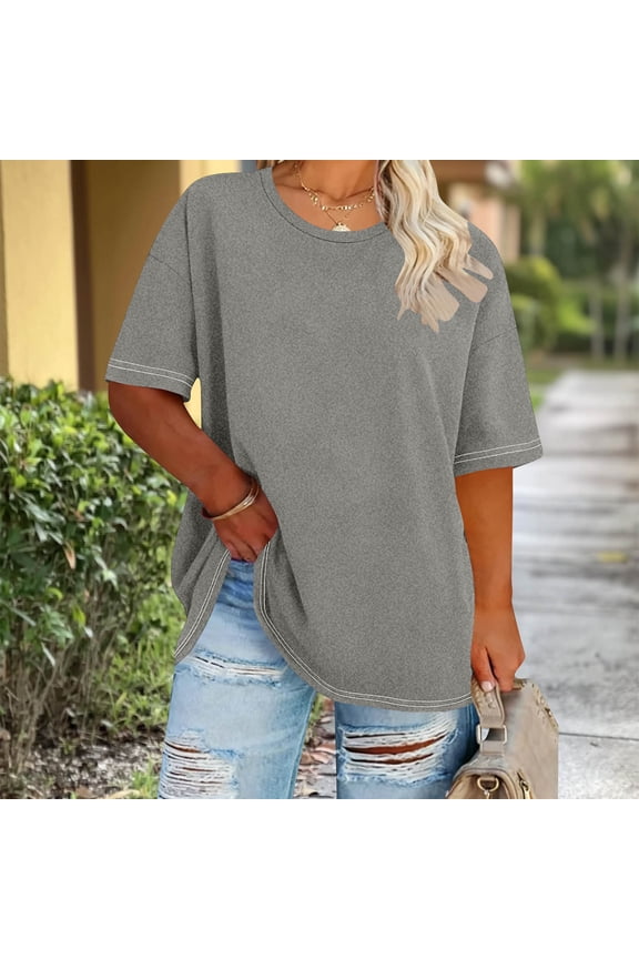 Plus Size Tops for Women Summer Criss Cross Elbow Sleeve Shirts Dressy Casual Loose Fit Oversized Floral Blouses