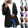 thumbnail image 1 of Sevevn Rain Jacket Women Waterproof Windbreaker Lightweight Rain Jackets with Pockets Striped Lined Raincoats with Hood Black L, 1 of 7