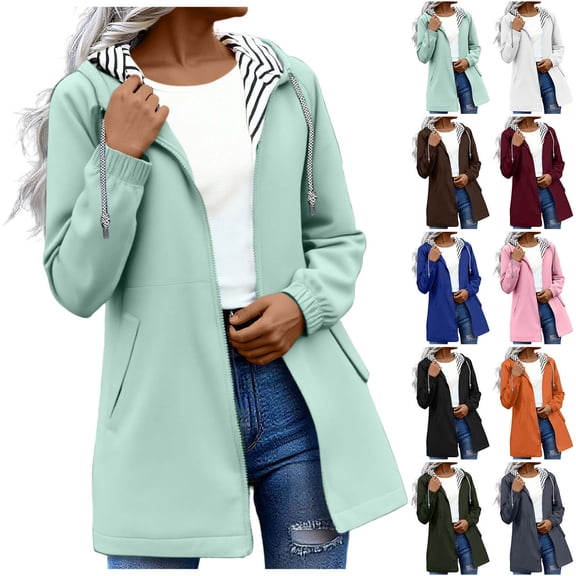 Sevevn Rain Jacket Women Waterproof Windbreaker Lightweight Rain Jackets with Pockets Striped Lined Raincoats with Hood Green XXXXXL