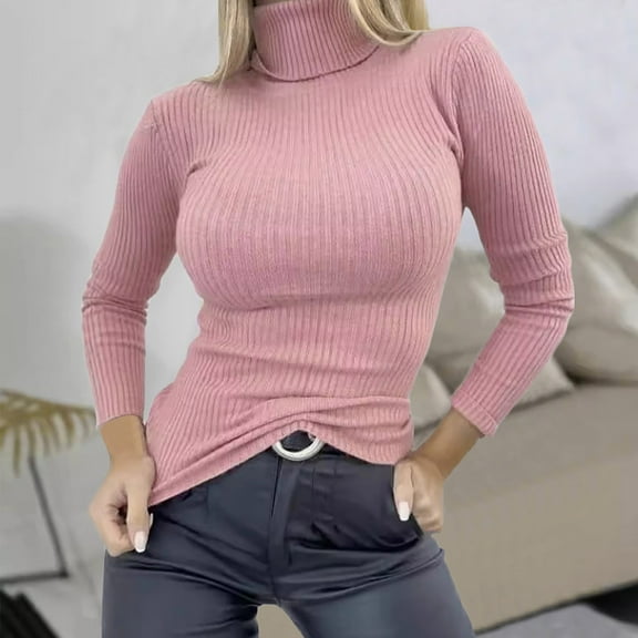 Sevevn Sweaters for Women Fashion Women's Casual Collar Button Solid Color Base Knitted Sweater Christmas Gift