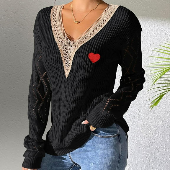 Sevevn Sweaters for Women Women's Winter Loose Solid Sweater Long Sleeve Round Neck Sweater Top Holiday Gift Finder