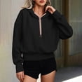 thumbnail image 1 of Sevevn Sweatshirts for Women Fashion Women's Casual Comfortable Solid Color Long Sleeve Half Zipper Pocket Blouse Top Hooded Sweatshirts Great Gifts for Less, 1 of 8