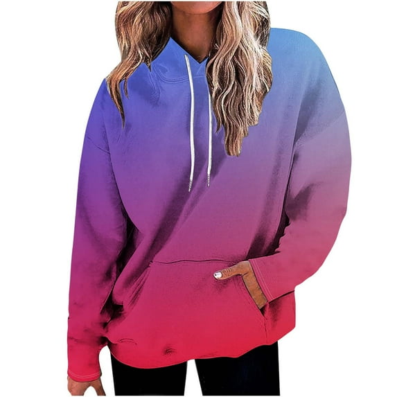 Sevevn Sweatshirts for Women Women's Fashion Printed Hooded Pocket Long Sleeve Blouse Casual Tops Sweatershirt Hoodies Gift for Adults