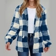 thumbnail image 1 of Sevevn Winter Coats for Winter Womens Winter Double-sided Plush Fleece Plaid Long Sleeved Long Coat Jacket Cardigan Overcoat Top Holiday Gift Finder, 1 of 6