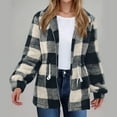 thumbnail image 1 of Sevevn Winter Coats for Winter Womens Winter Double-sided Plush Fleece Plaid Long Sleeved Long Coat Jacket Cardigan Overcoat Top Holiday Gift Finder, 1 of 6