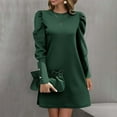 thumbnail image 1 of Sevevn Winter Dresses for Women 2024 Women's Solid Color Turtleneck Slim Long Sleeve Knitted Sweater Dress Long Sleeve Turndown Collar Knee-High Dress Family Gifts, 1 of 4