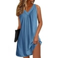 thumbnail image 1 of Sevevn Women Casual Nightgowns Sleeveless Soft Lightweight Sleep Dress Summer Comfy Pleated V-Neck Night Dresses, 1 of 6