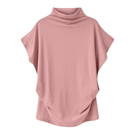 Sevevn Women Fashion Casual Solid Color Round Neck Short Sleeve T-Shirt Blouse Tops Pink XXXXXXL Deal of the Week