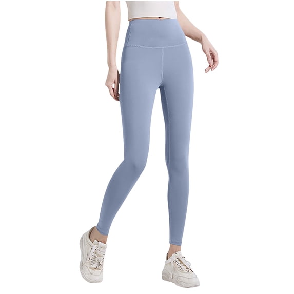 Sevevn Women Fleece Lined Leggings High Waist Thermal Yoga Pants Thick Warm Stretch Workout Tights for Fall Winter Outdoor Wear Light Blue XL